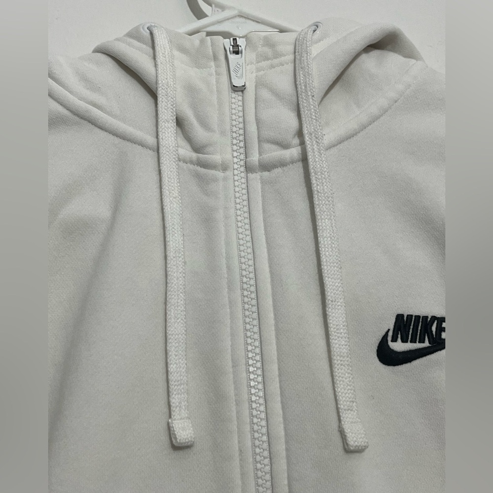 Nike White Full Zip Hoodie Small Women’s Classic Logo Athleisure Sweatshirt - Picture 4 of 10
